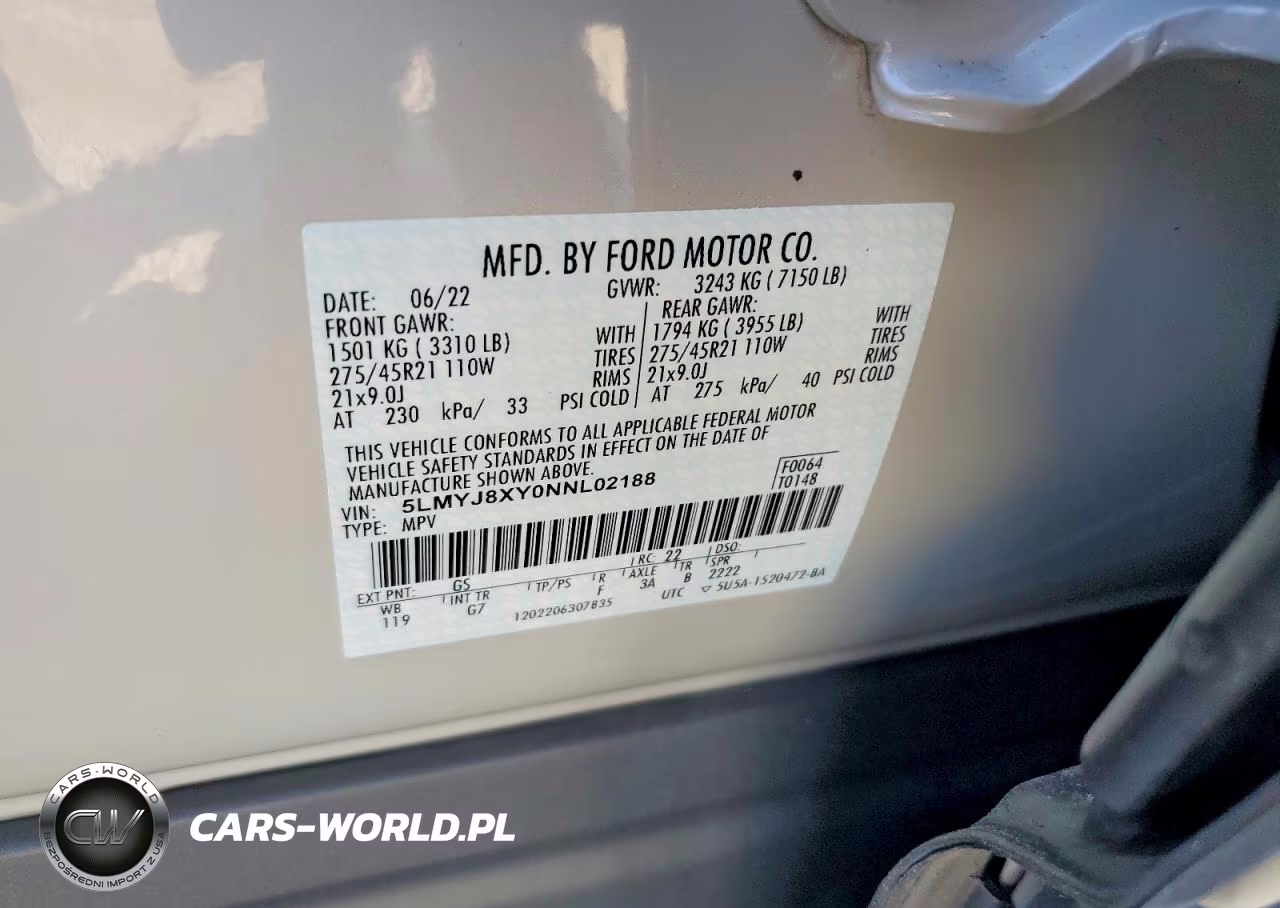 2022 Lincoln Aviator Grand Touring VIN:5LMYJ8XY0NNL02188 - 14