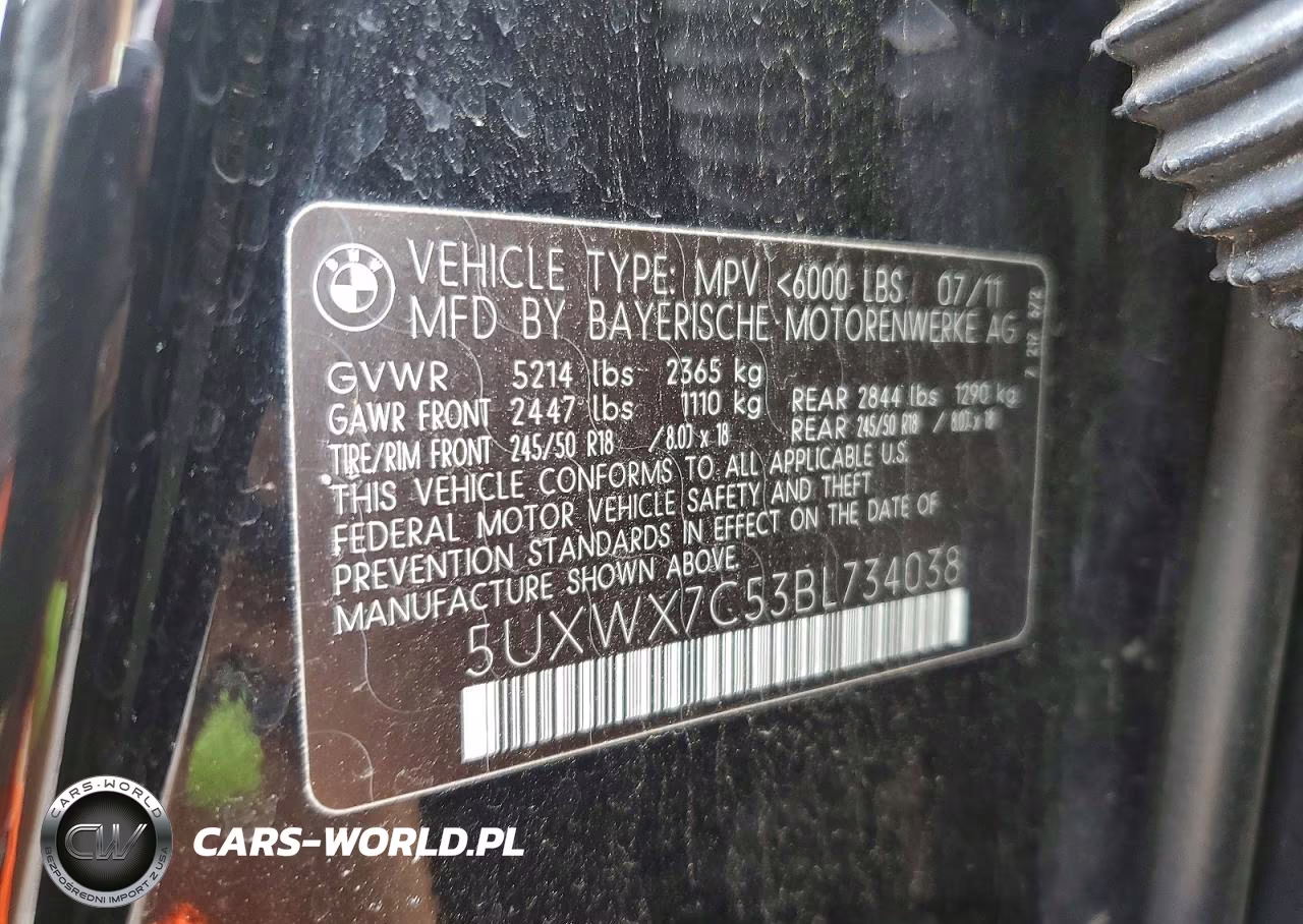 2011 BMW X3 xDrive35I VIN:5UXWX7C53BL734038 - 13