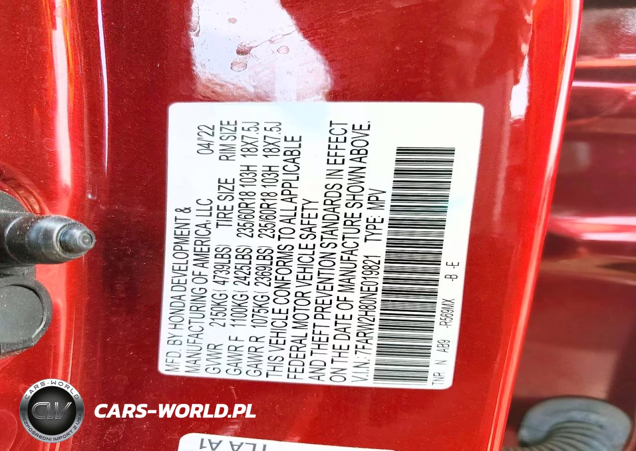 2022 Honda Cr-V Exl VIN:7FARW2H80NE019821 - 13