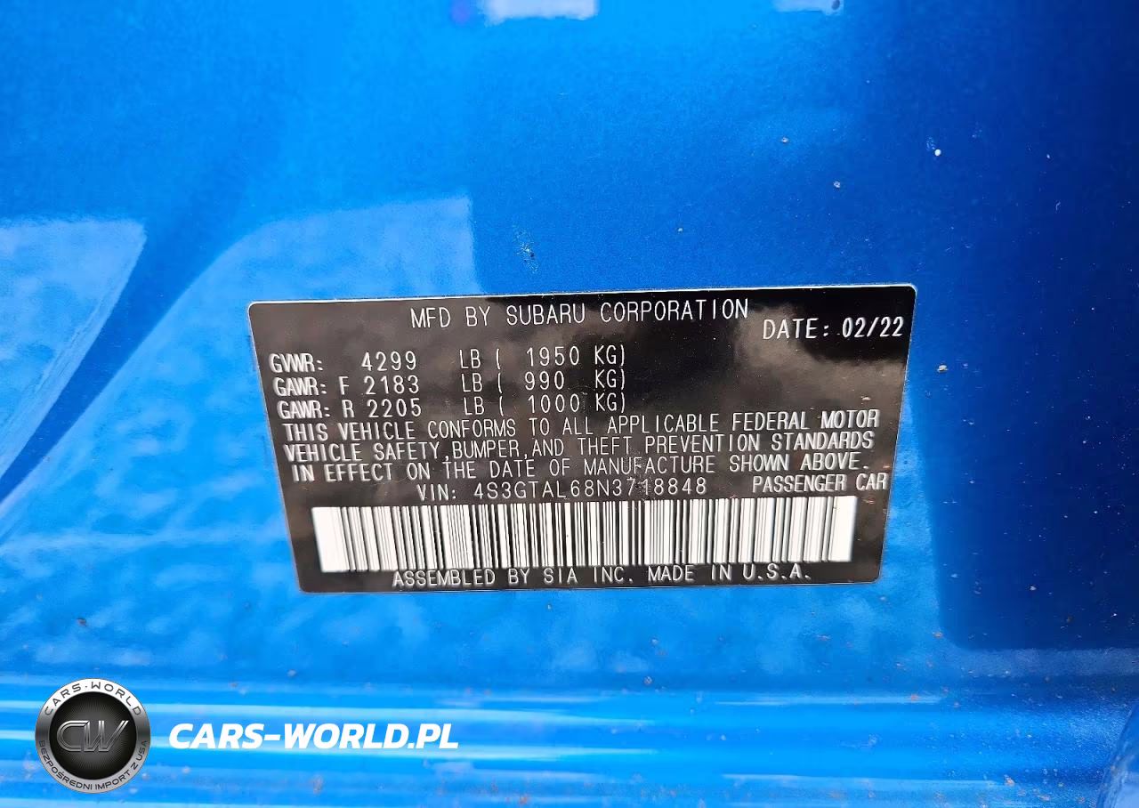 2022 Subaru Impreza Sport VIN:4S3GTAL68N3718848 - 12