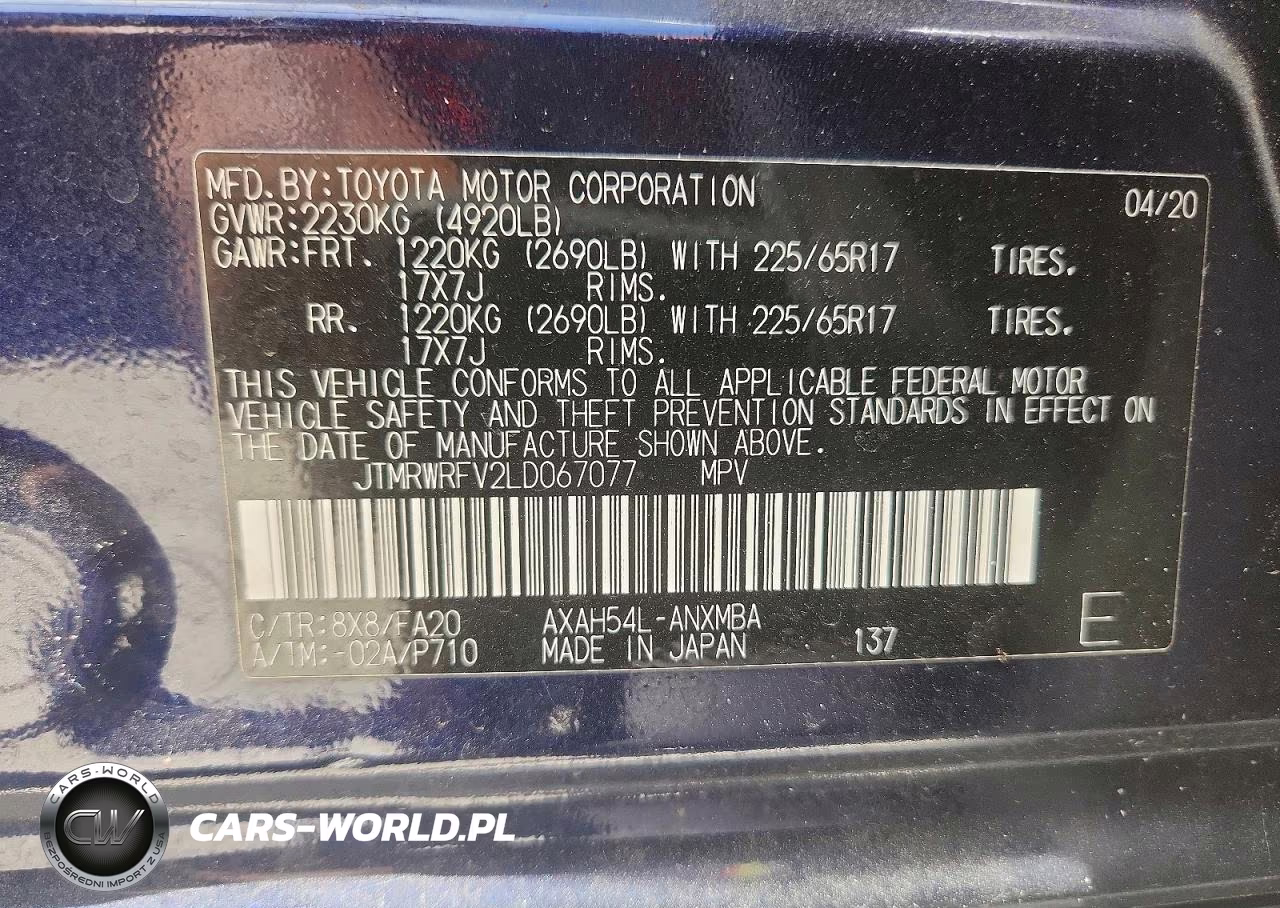 2020 Toyota Rav4 Hybrid Xle VIN:JTMRWRFV2LD067077 - 13