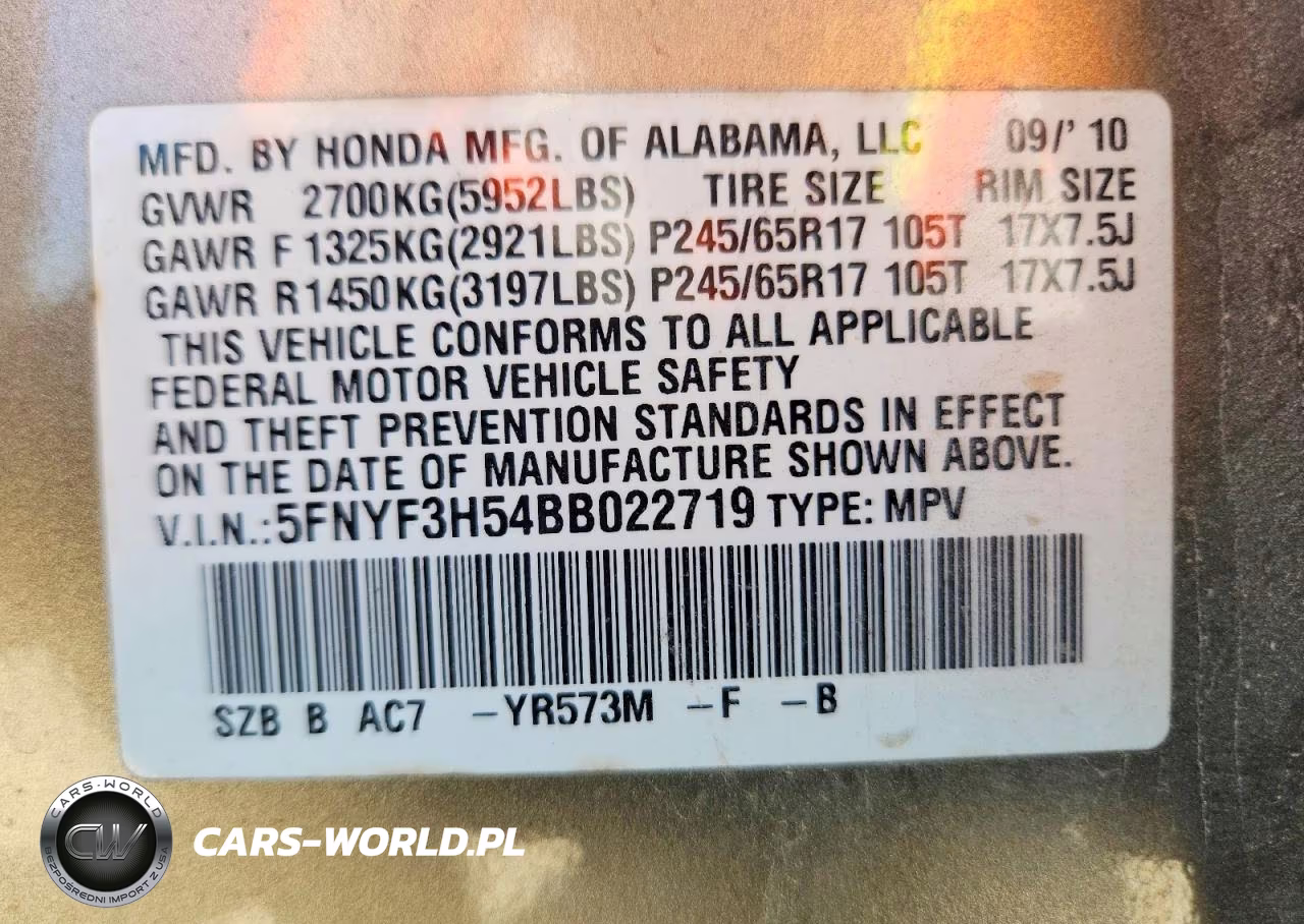 2011 Honda Pilot Exl VIN:5FNYF3H54BB022719 - 13