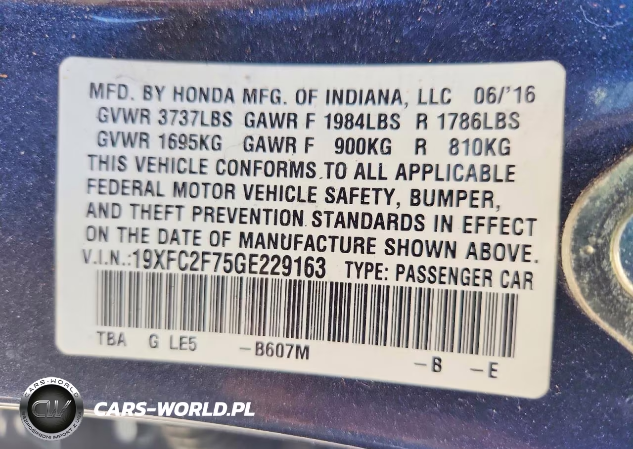 2016 Honda Civic Ex VIN:19XFC2F75GE229163 - 12