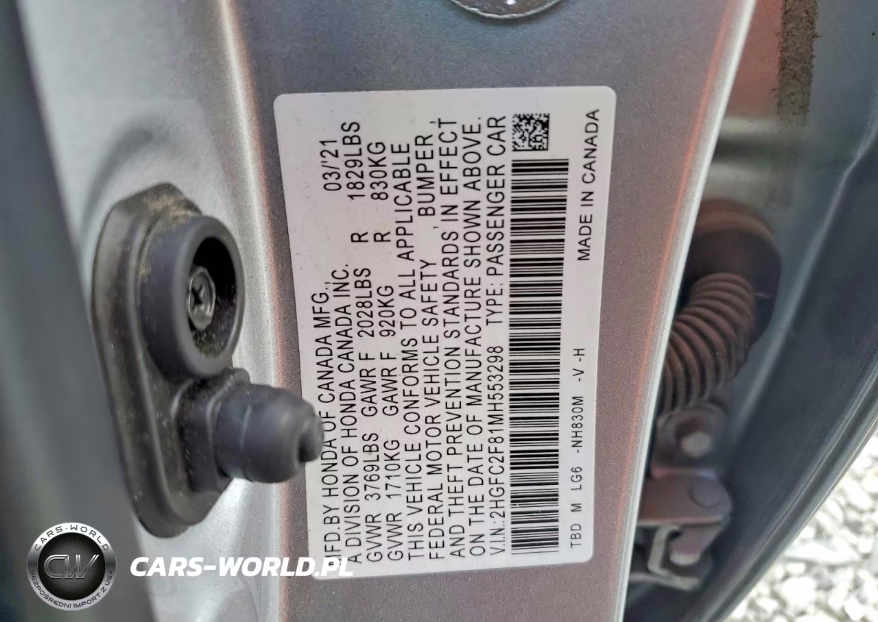 2021 Honda Civic Sport VIN:2HGFC2F81MH553298 - 13