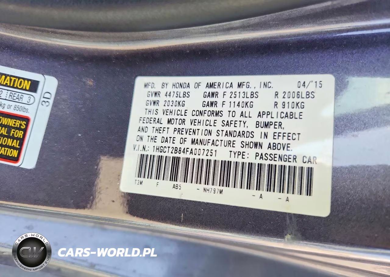 2015 Honda Accord Exl VIN:1HGCT2B84FA007251 - 12