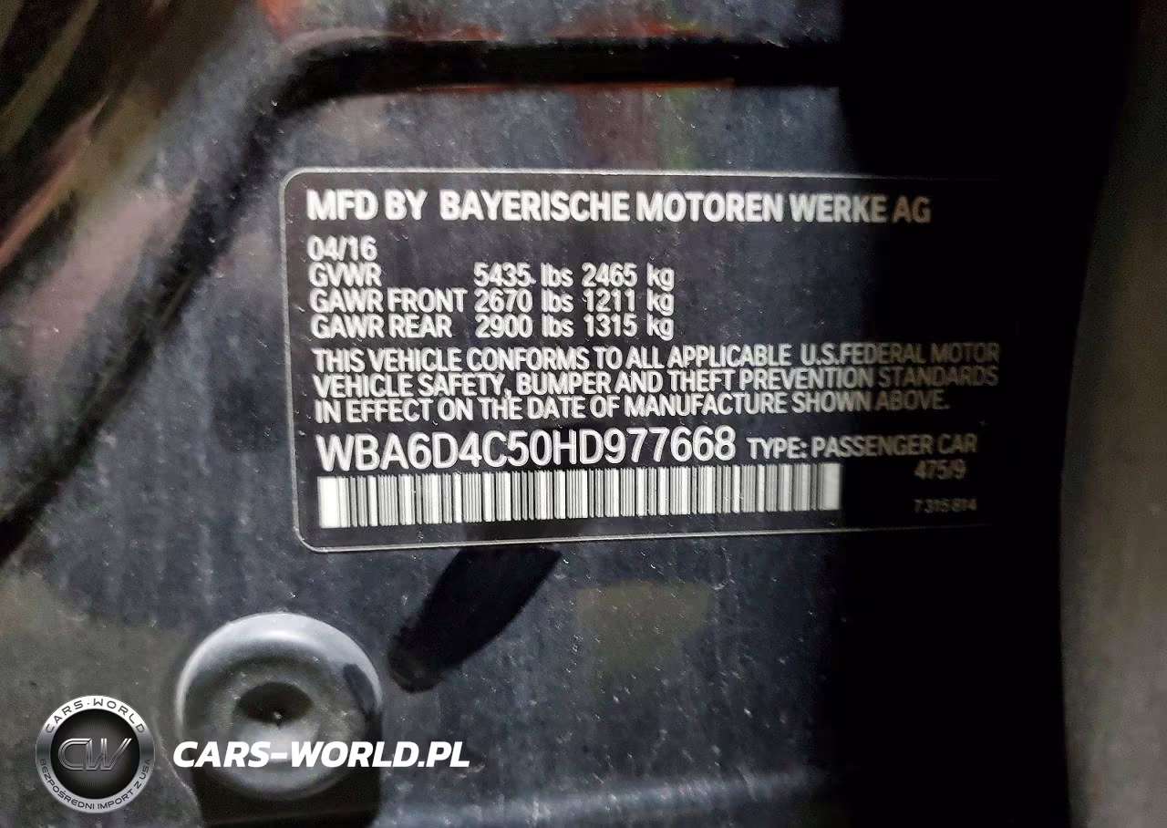 2017 BMW 650 I Gran Coupe VIN:WBA6D4C50HD977668 - 12