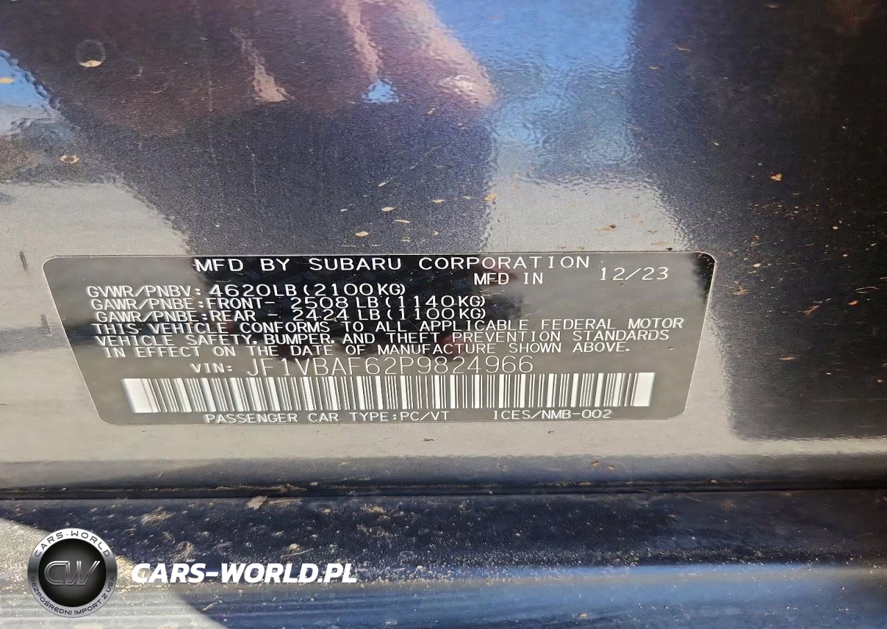 2023 Subaru Wrx Premium VIN:JF1VBAF62P9824966 - 12