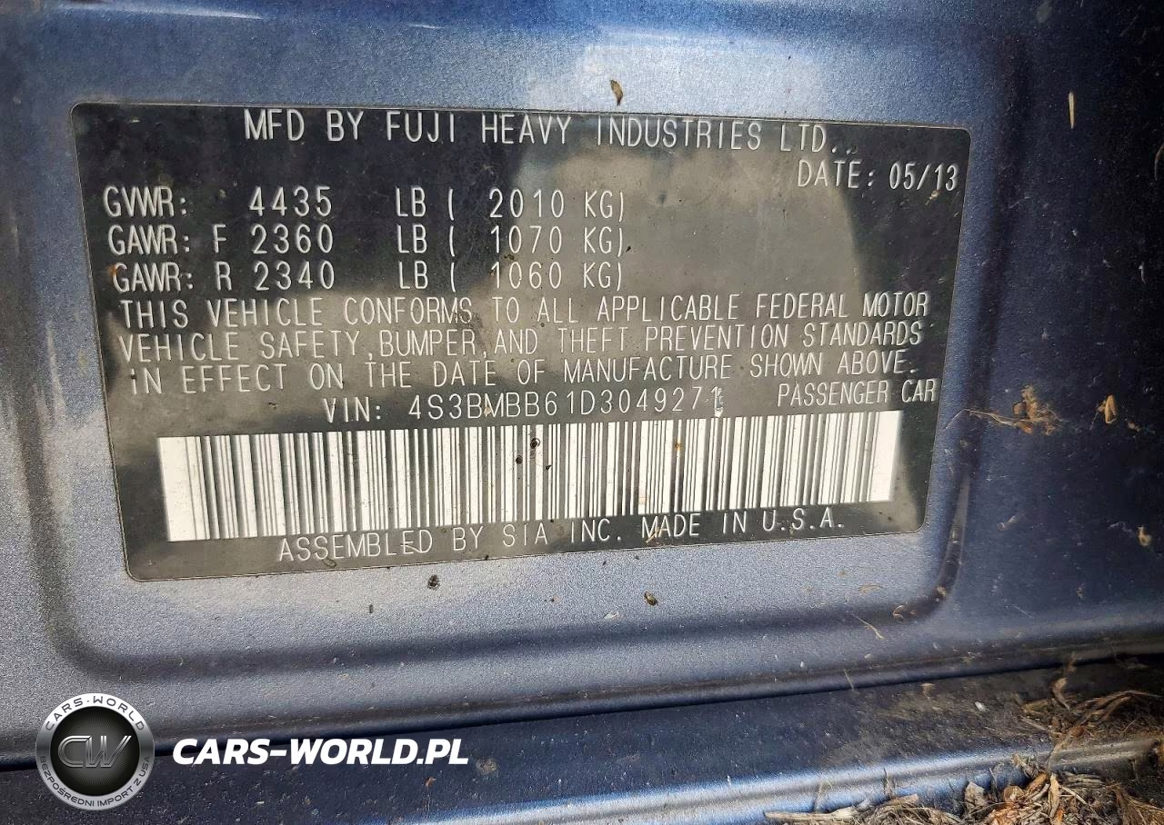 2013 Subaru Legacy 2.5I Premium VIN:4S3BMBB61D3049271 - 12