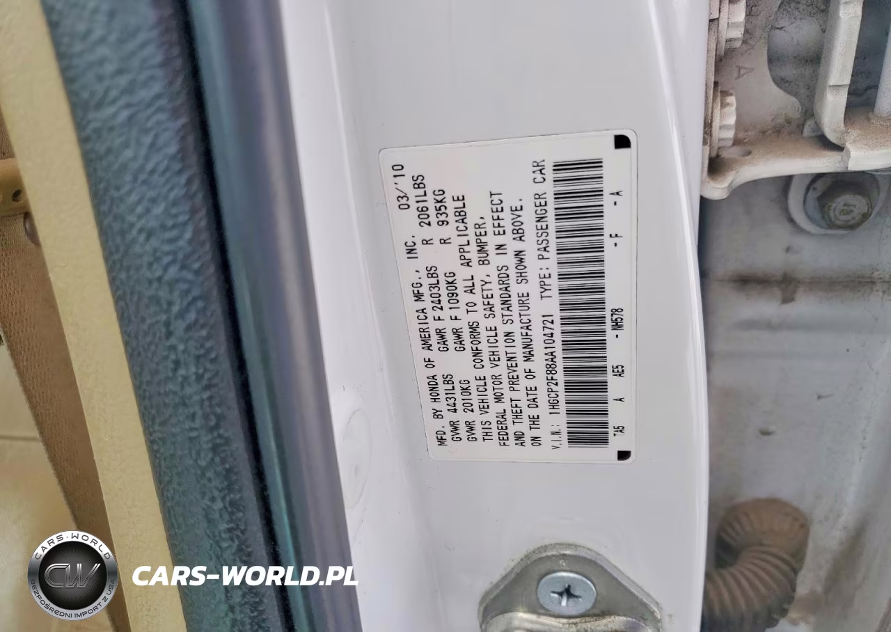 2010 Honda Accord Exl VIN:1HGCP2F88AA104721 - 13
