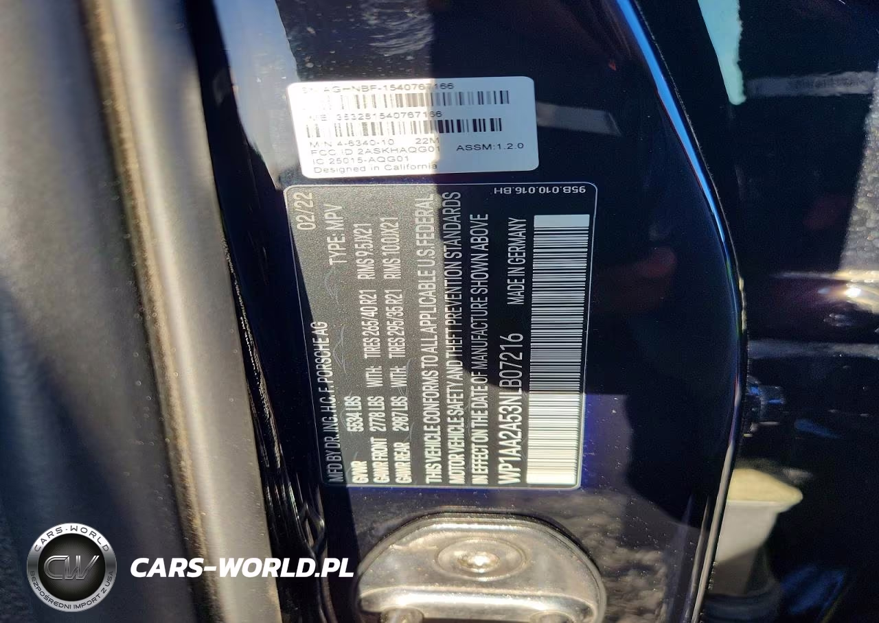 2022 Porsche Macan VIN:WP1AA2A53NLB07216 - 14
