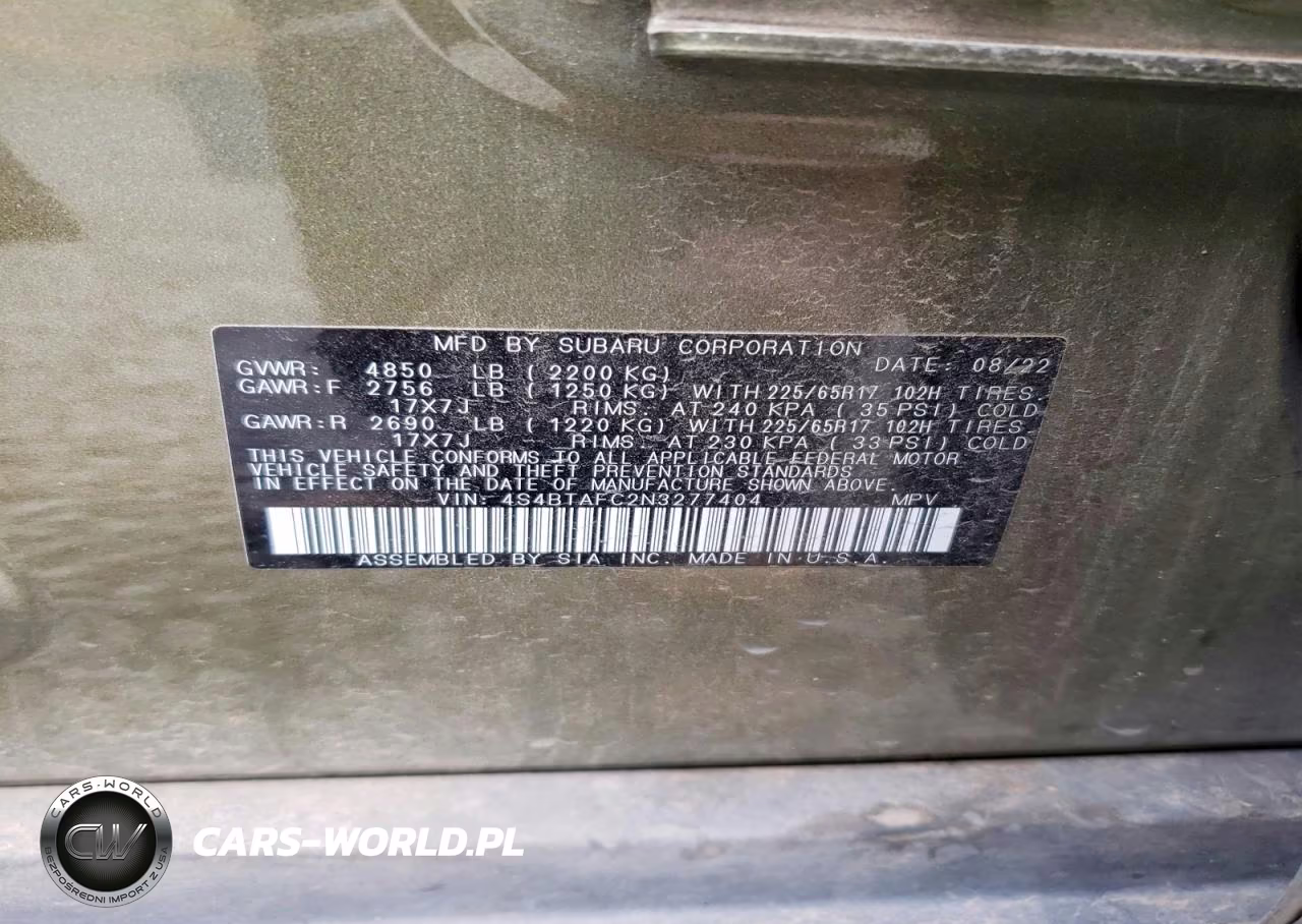 2022 Subaru Outback Premium VIN:4S4BTAFC2N3277404 - 13