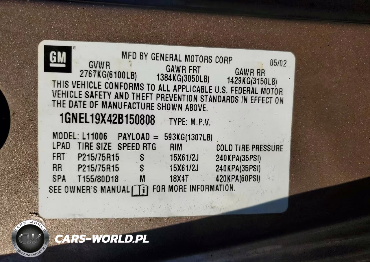 2002 Chevrolet Astro VIN:1GNEL19X42B150808 - 13