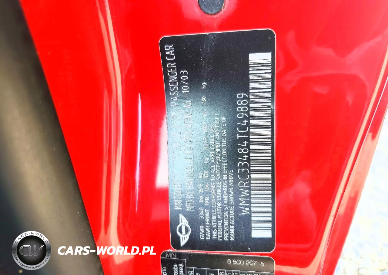 2004 Mini Cooper VIN:WMWRC33484TC49889 - 13