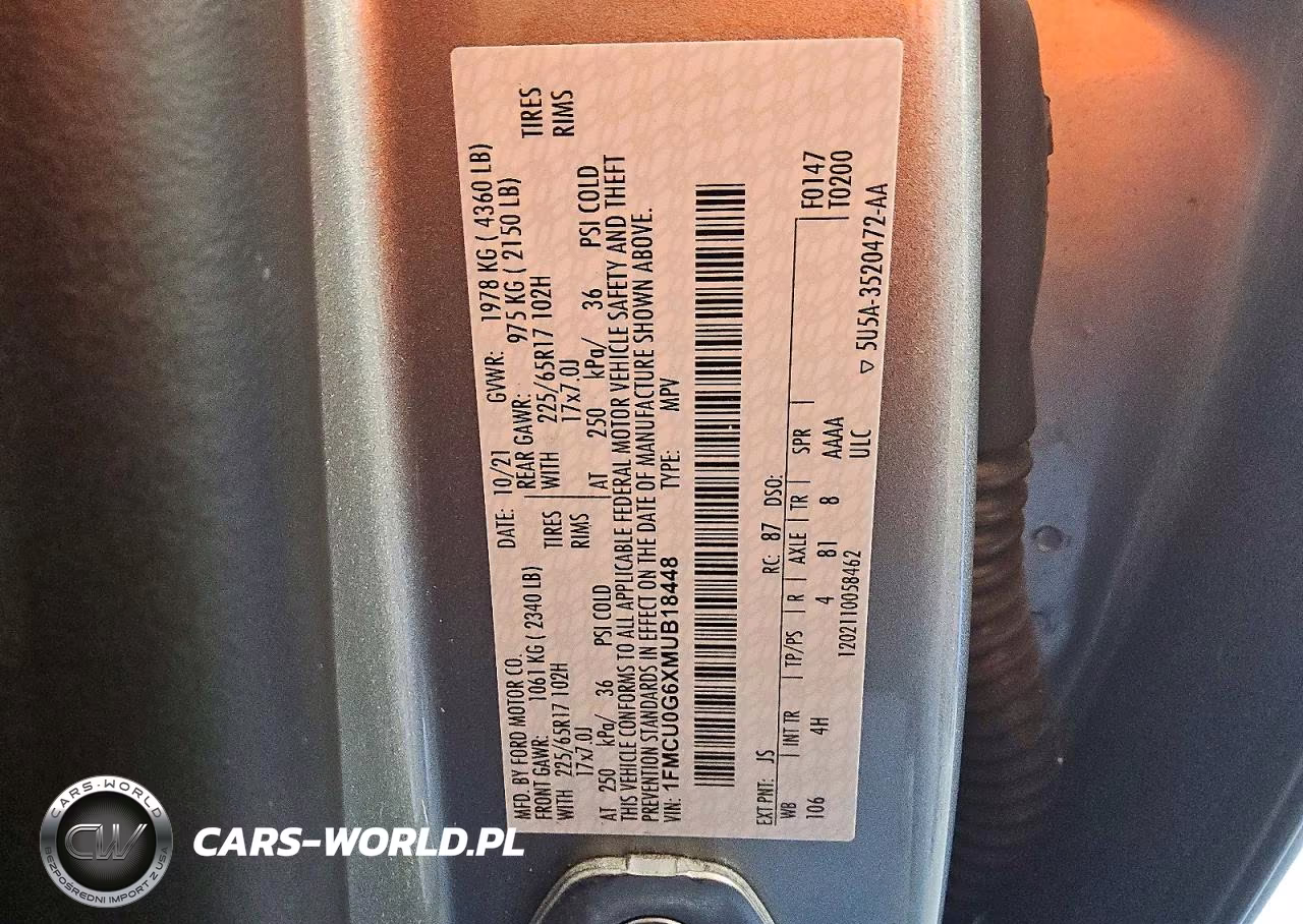 2021 Ford Escape Se VIN:1FMCU0G6XMUB18448 - 13