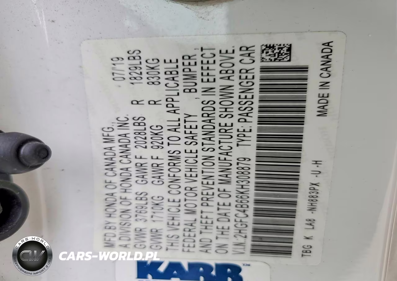 2019 Honda Civic Lx VIN:2HGFC4B66KH308879 - 13