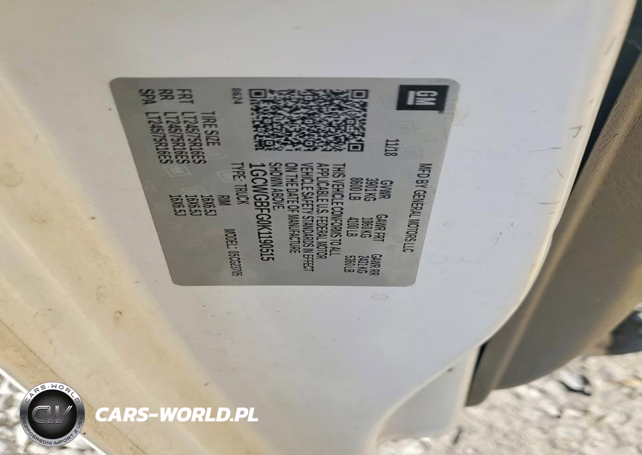 2019 Chevrolet Express G2500 VIN:1GCWGBFG0K1190515 - 12