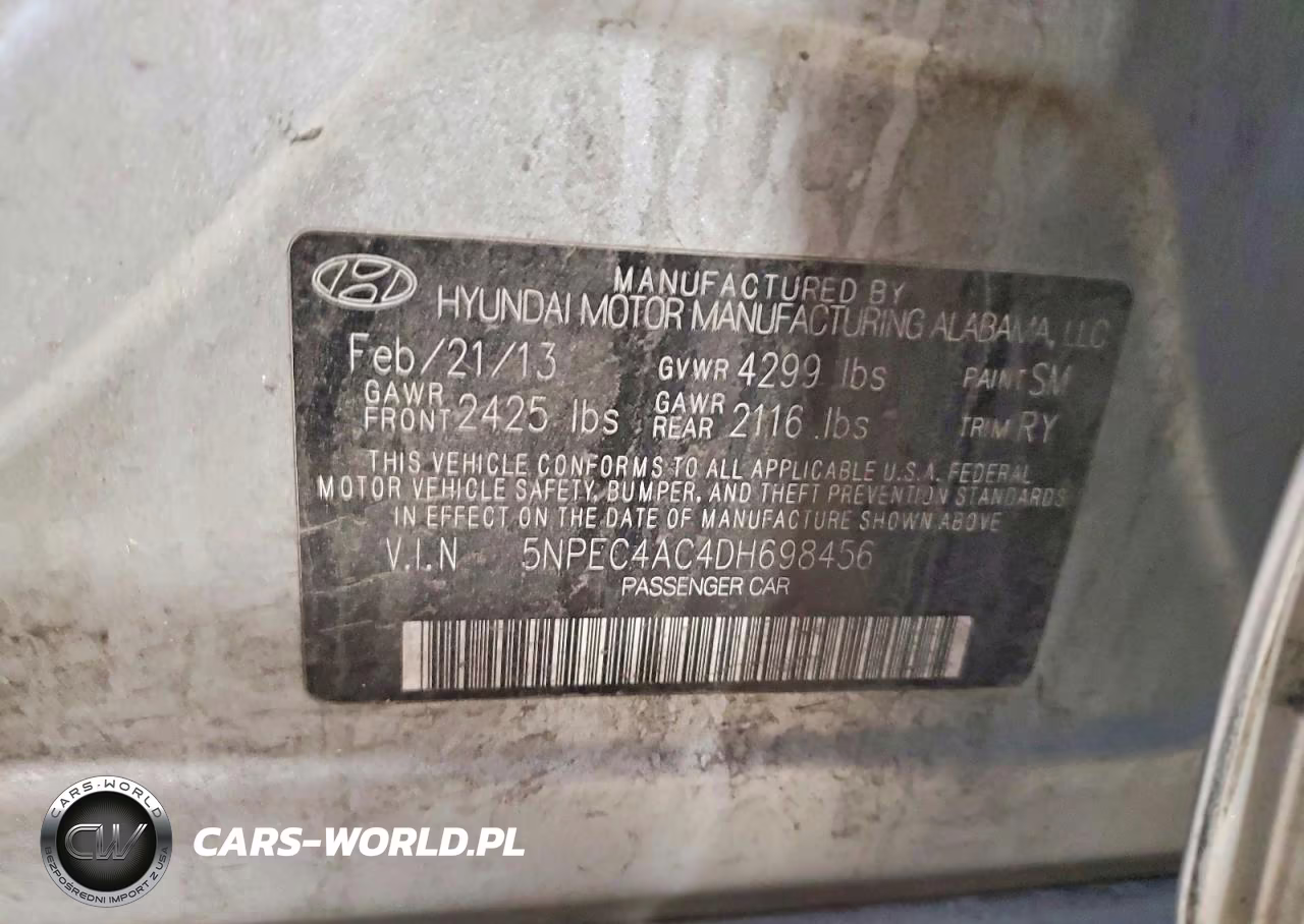 2013 Hyundai Sonata Limited VIN:5NPEC4AC4DH698456 - 12