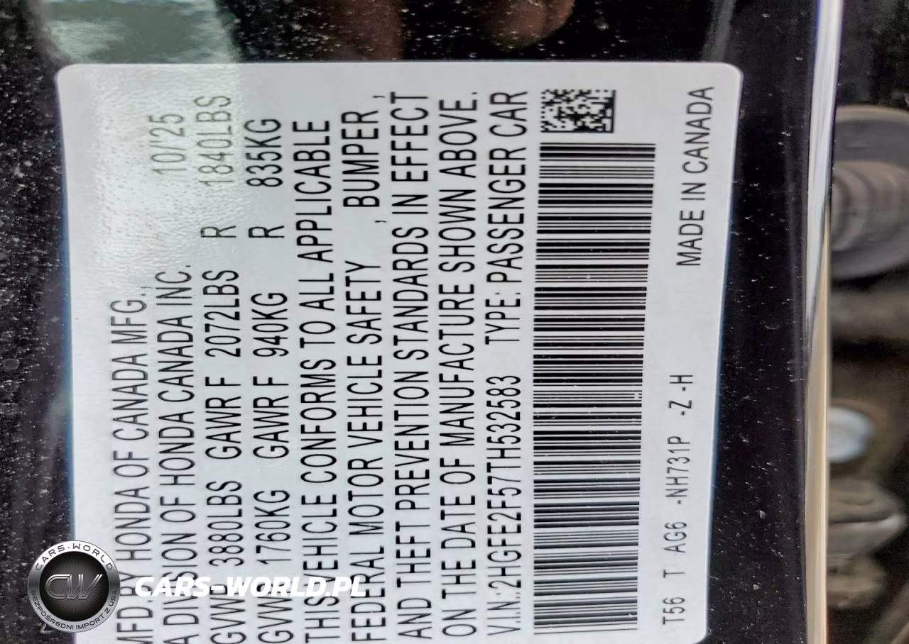2026 Honda Civic Sport VIN:2HGFE2F57TH532583 - 12