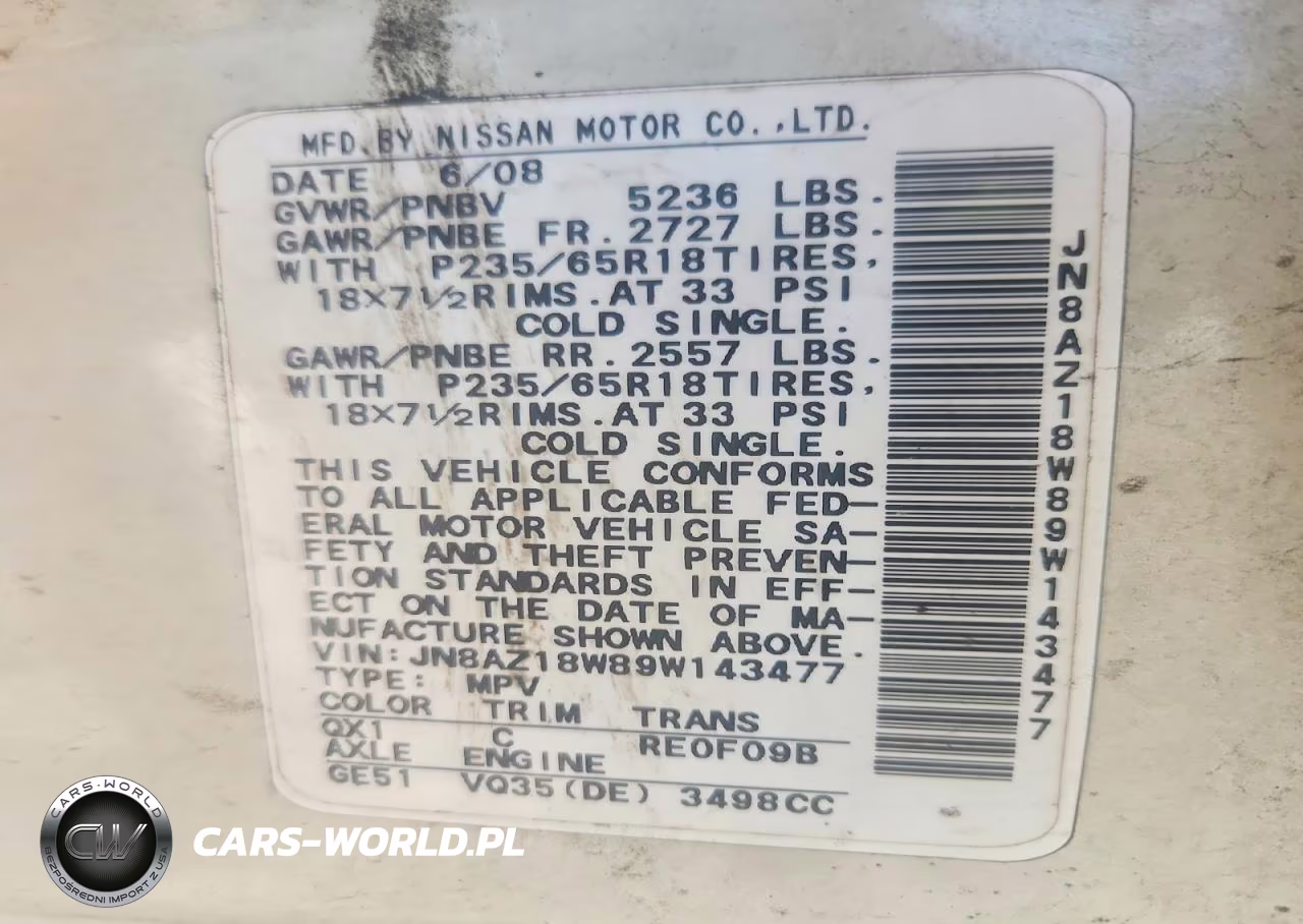 2009 Nissan Murano S VIN:JN8AZ18W89W143477 - 14