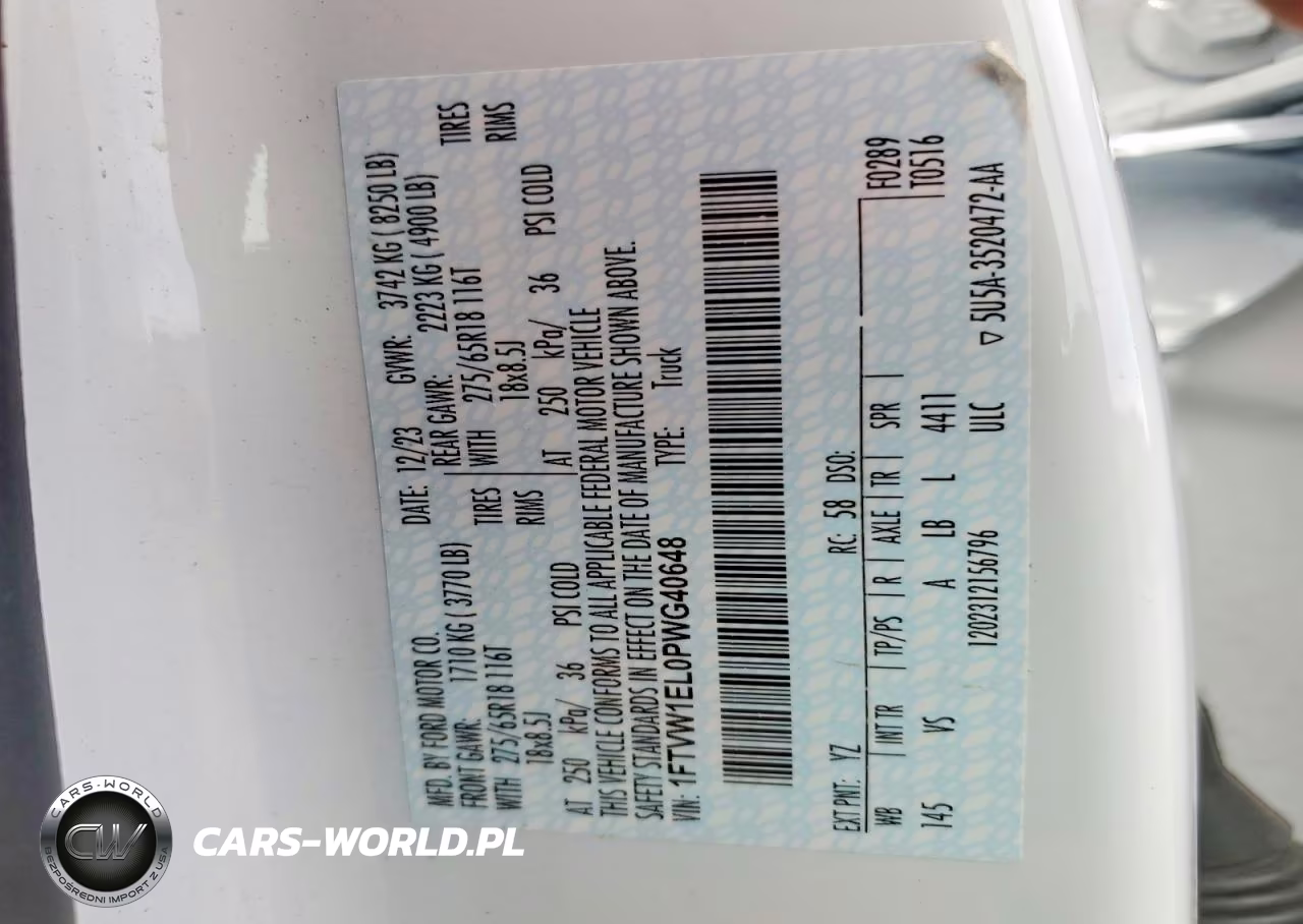 2023 Ford F150 Lightning Pro VIN:1FTVW1EL0PWG40648 - 12