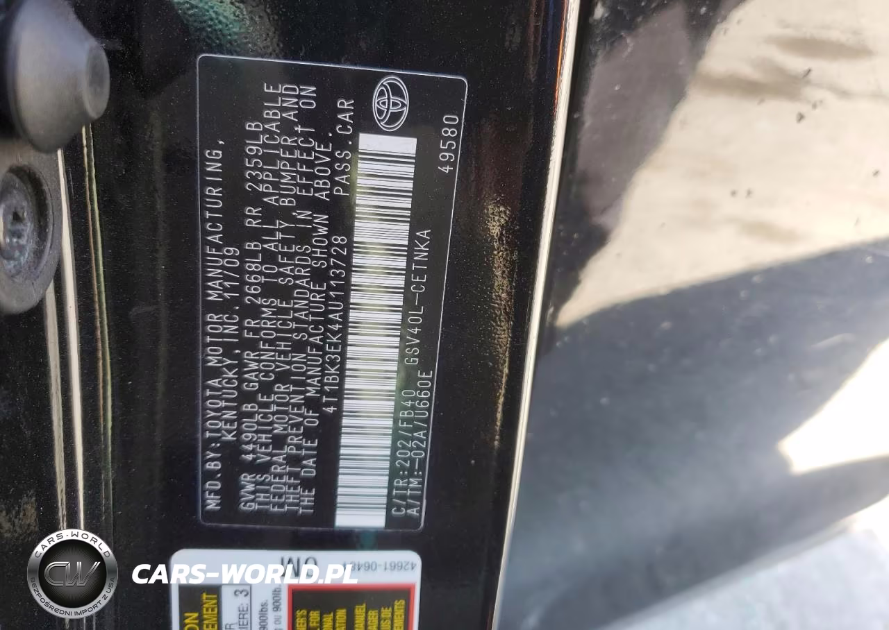 2010 Toyota Camry Se VIN:4T1BK3EK4AU113728 - 12