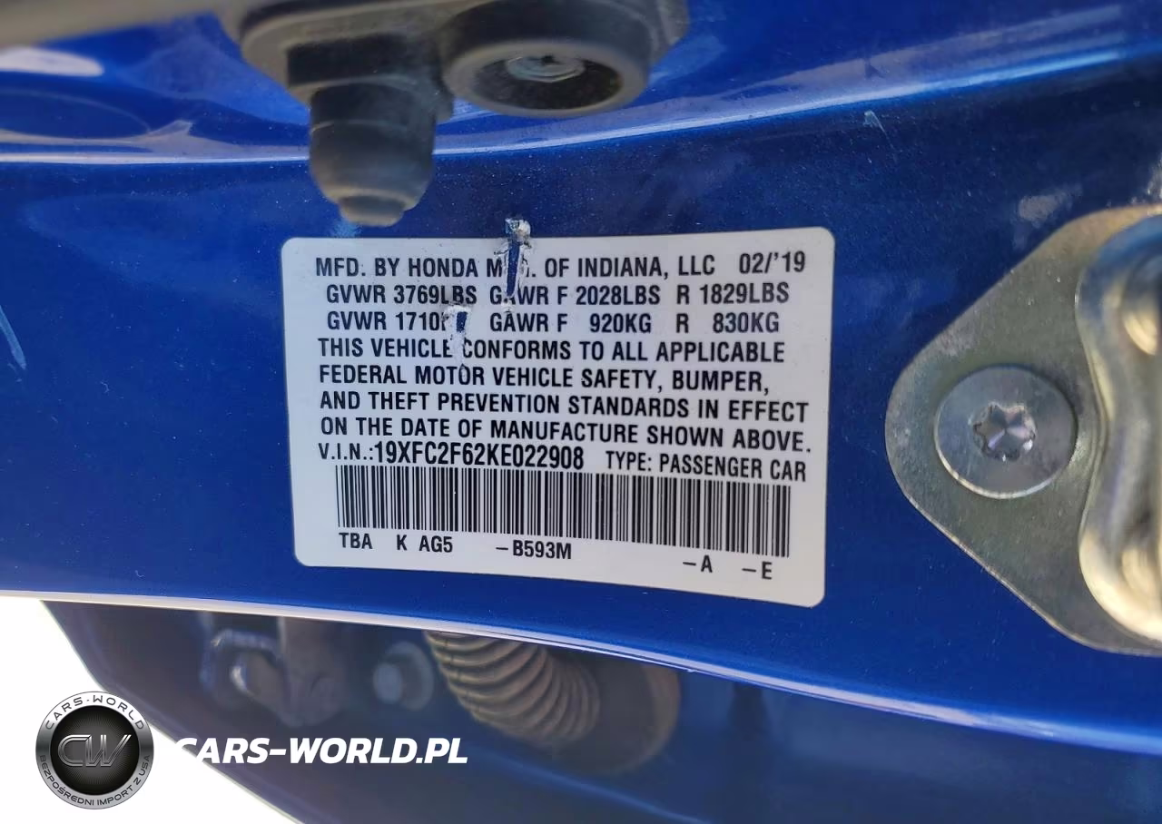 2019 Honda Civic Lx VIN:19XFC2F62KE022908 - 13