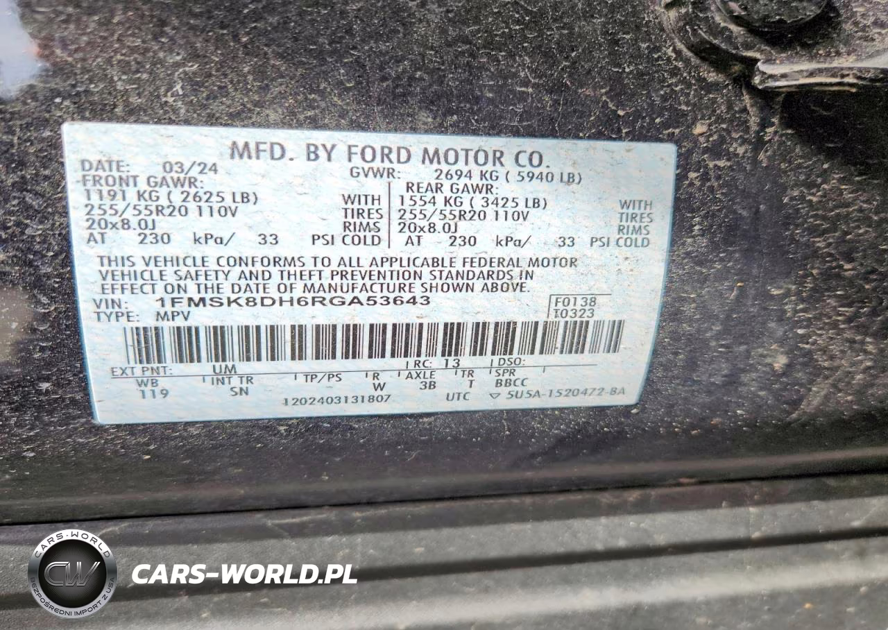 2024 Ford Explorer Xlt VIN:1FMSK8DH6RGA53643 - 14