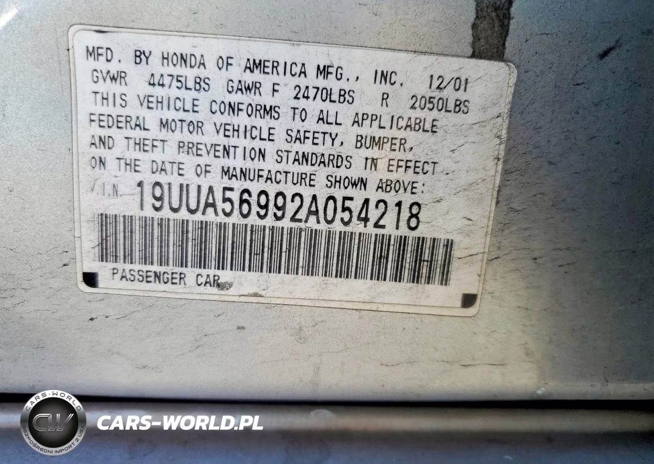 2002 Acura 3.2Tl Type-S VIN:19UUA56992A054218 - 12