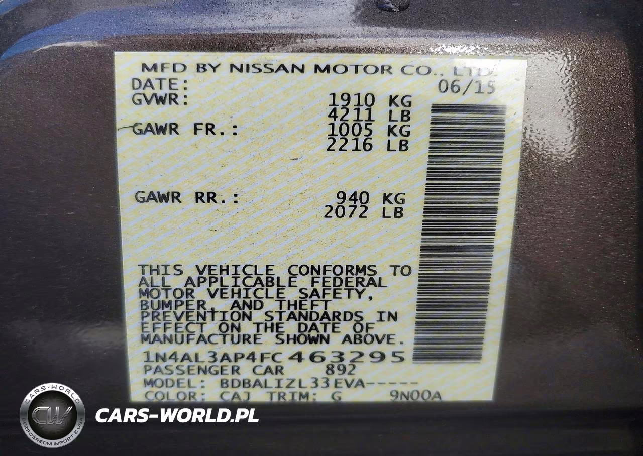 2015 Nissan Altima 2.5 Sv VIN:1N4AL3AP4FC463295 - 12