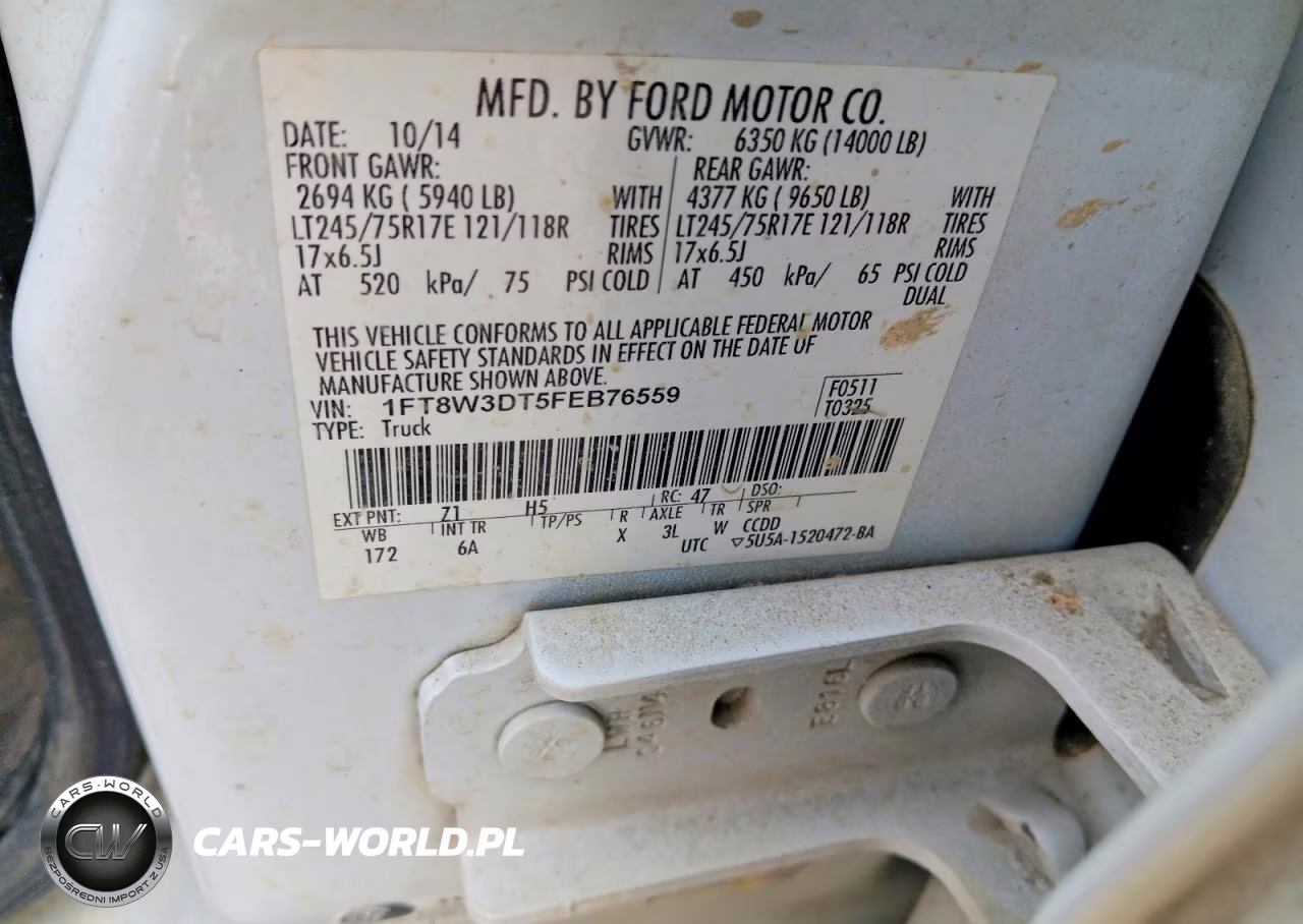 2015 Ford F350 Super Duty VIN:1FT8W3DT5FEB76559 - 12