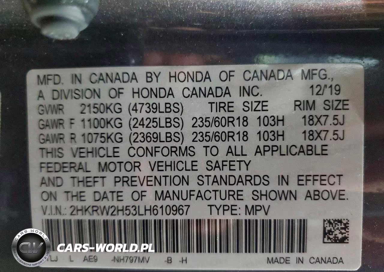 2020 Honda Cr-V Ex VIN:2HKRW2H53LH610967 - 13