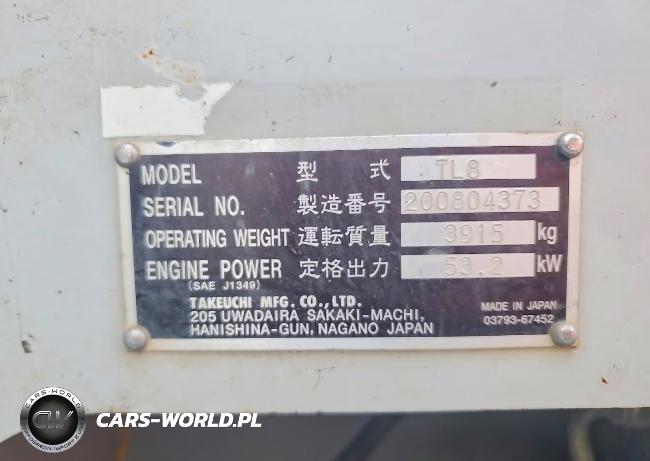 2016 Takeuchi Tl8 Tracked Skid Steer Loader VIN:200804373 - 10