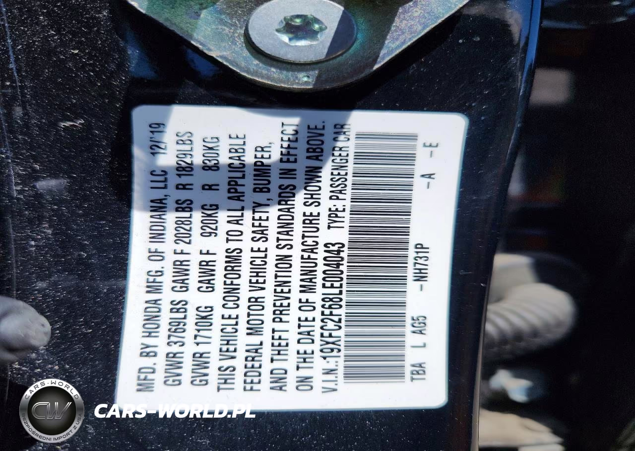2020 Honda Civic Lx VIN:19XFC2F68LE004043 - 12
