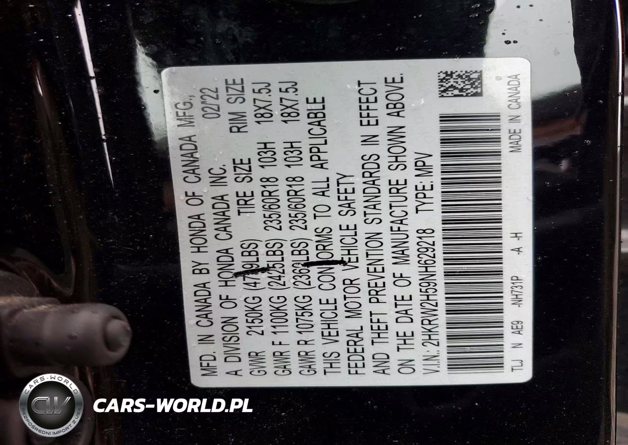2022 Honda Cr-V Ex VIN:2HKRW2H59NH629218 - 13