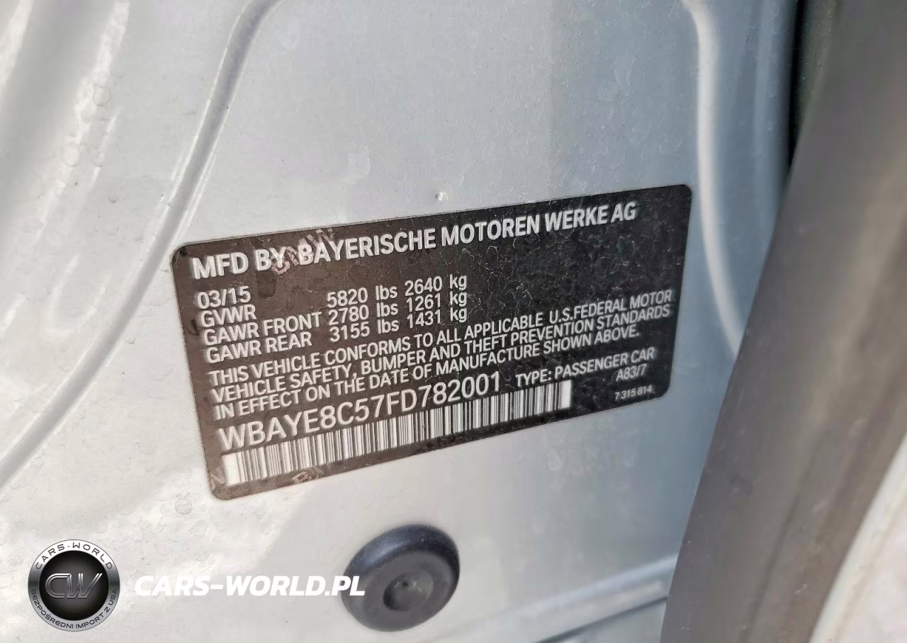 2015 BMW 750 Li VIN:WBAYE8C57FD782001 - 12