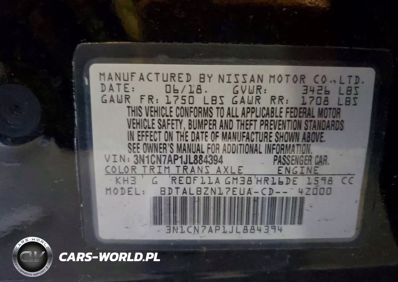 2018 Nissan Versa Sv VIN:3N1CN7AP1JL884394 - 12
