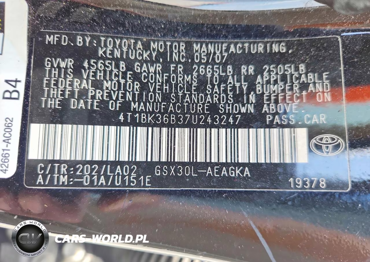 2007 Toyota Avalon Xls VIN:4T1BK36B37U243247 - 12