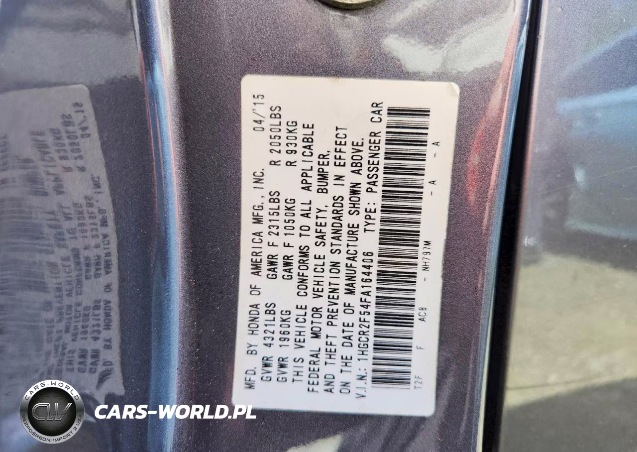 2015 Honda Accord Sport VIN:1HGCR2F54FA164406 - 12