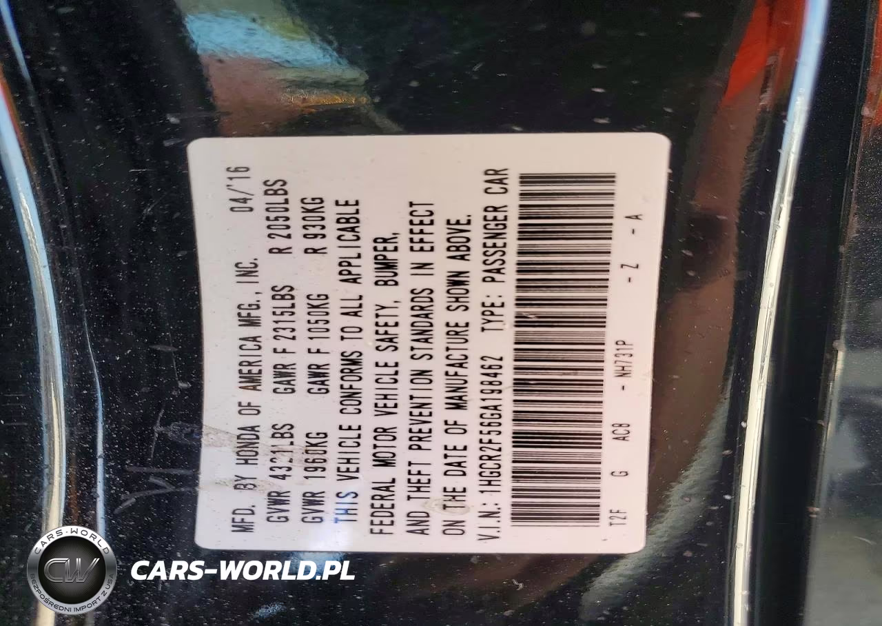 2016 Honda Accord VIN:1HGCR2F56GA198462 - 13