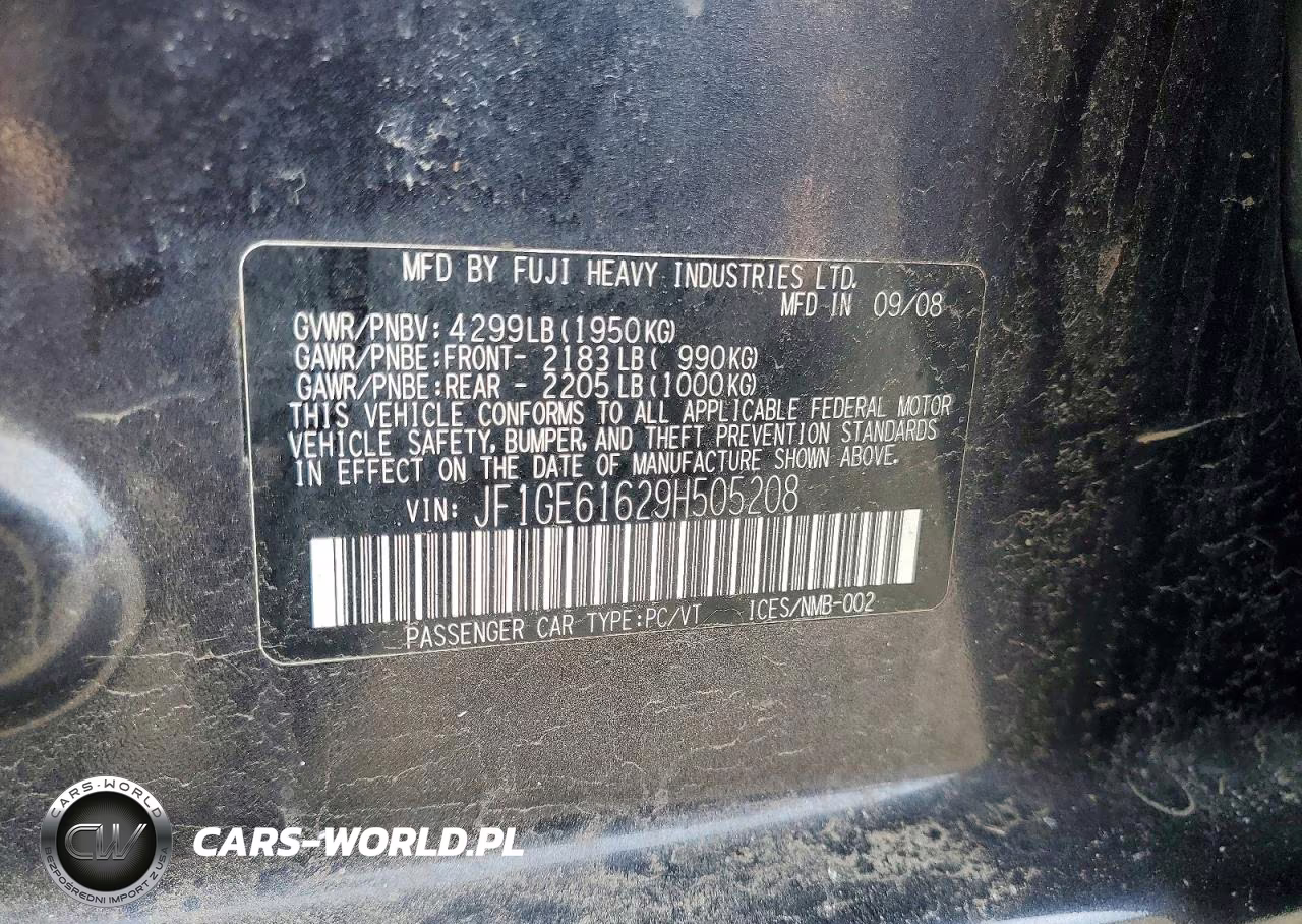 2009 Subaru Impreza 2.5I VIN:JF1GE61629H505208 - 12
