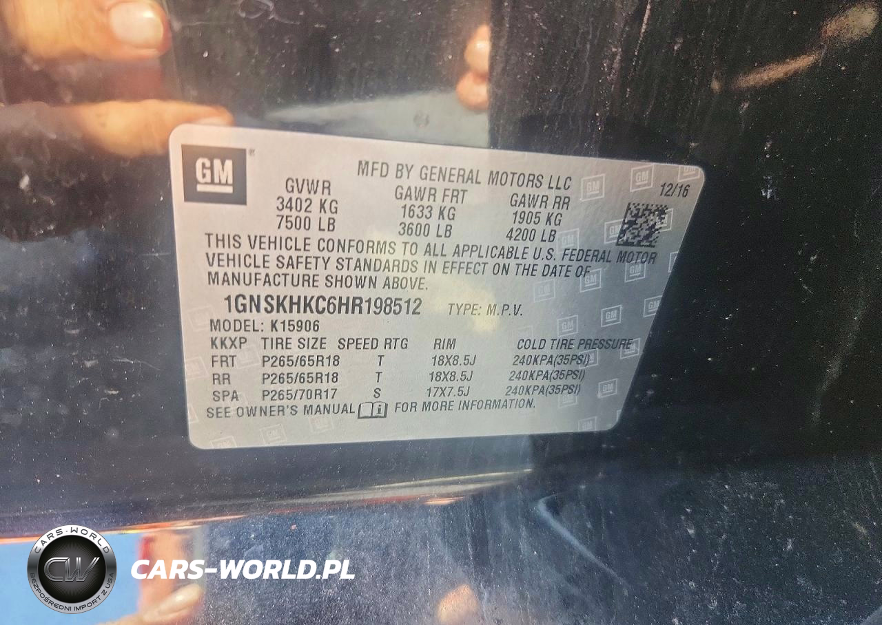 2017 Chevrolet Suburban K1500 Lt VIN:1GNSKHKC6HR198512 - 13