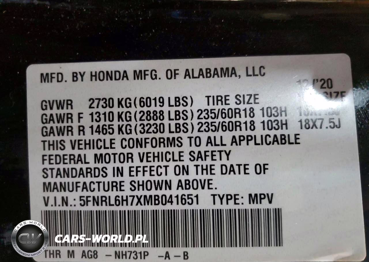 2021 Honda Odyssey Exl VIN:5FNRL6H7XMB041651 - 14