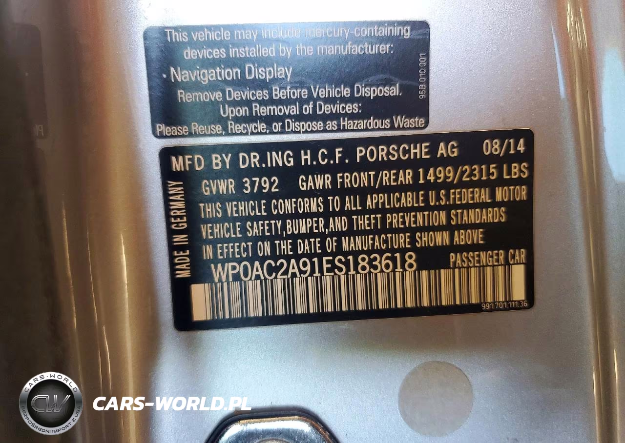 2014 Porsche 911 Gt3 VIN:WP0AC2A91ES183618 - 12