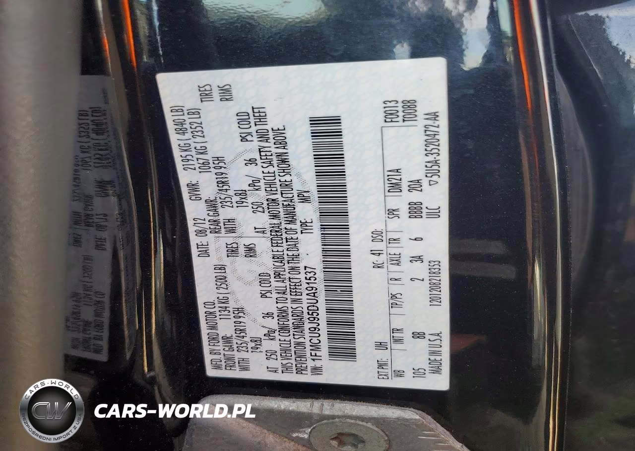 2013 Ford Escape Titanium VIN:1FMCU9J95DUA91537 - 13