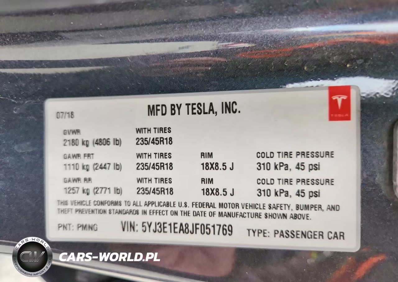 2018 Tesla Model 3 VIN:5YJ3E1EA8JF051769 - 13