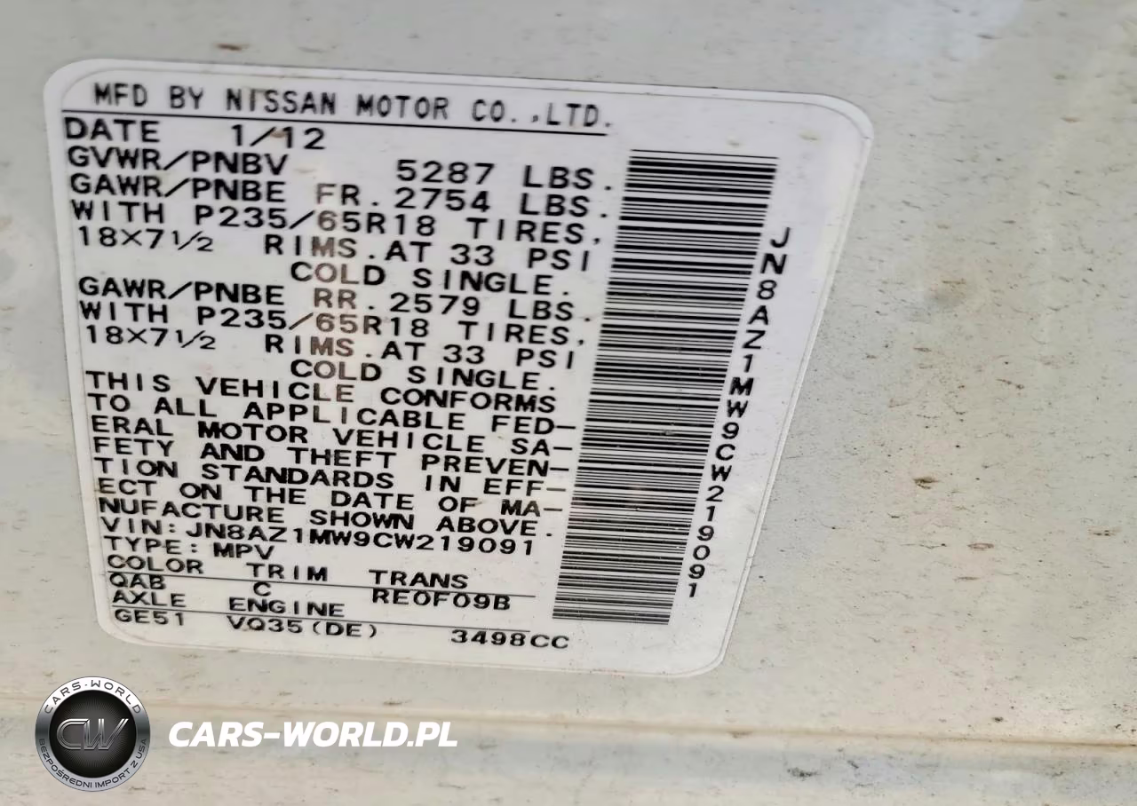 2012 Nissan Murano S VIN:JN8AZ1MW9CW219091 - 14