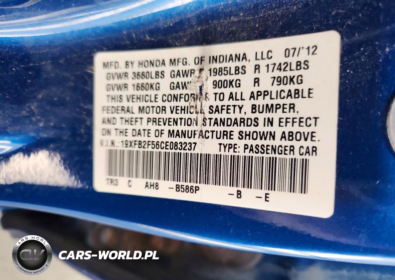 2012 Honda Civic Lx VIN:19XFB2F56CE083237 - 12