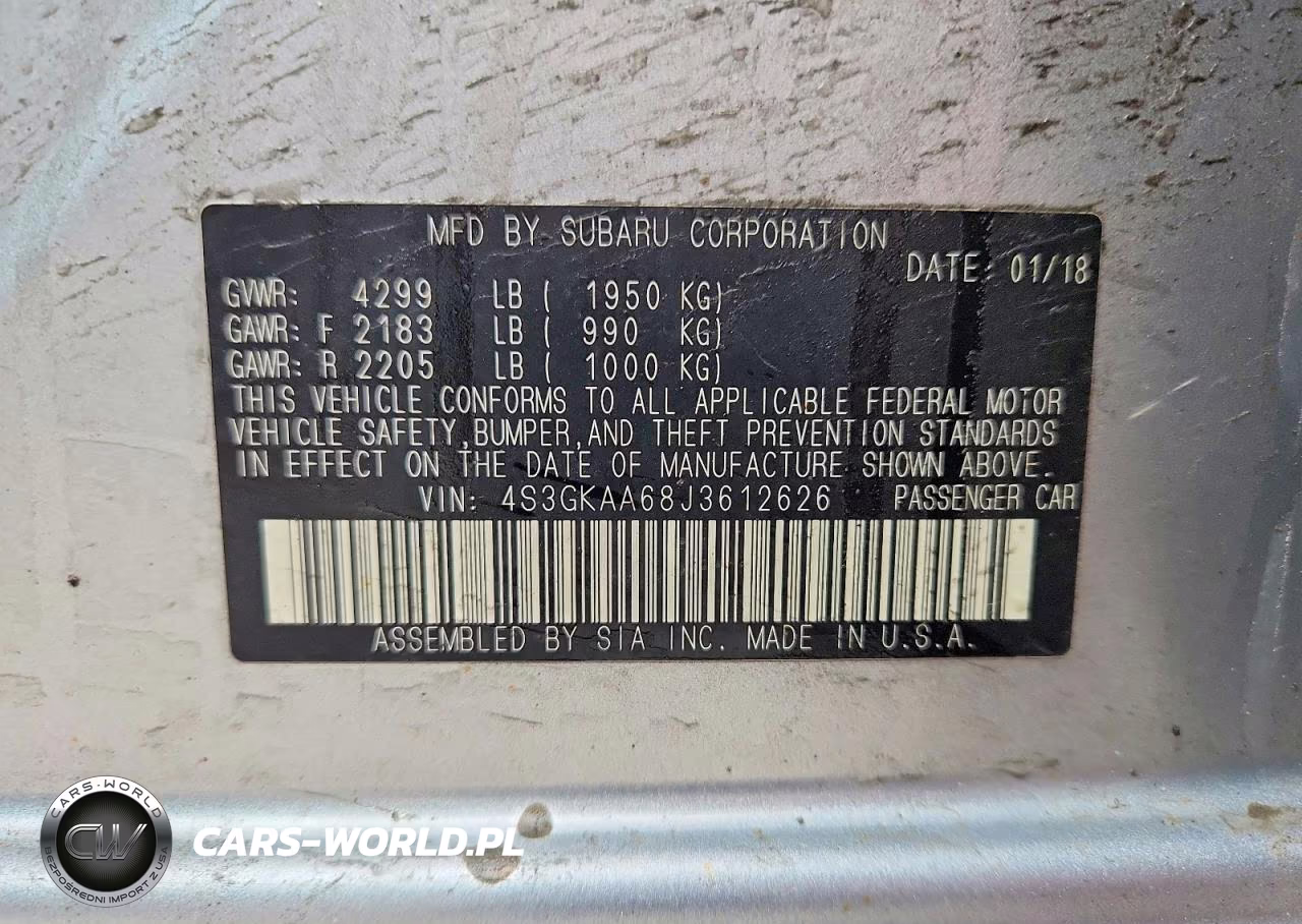 2018 Subaru Impreza VIN:4S3GKAA68J3612626 - 12