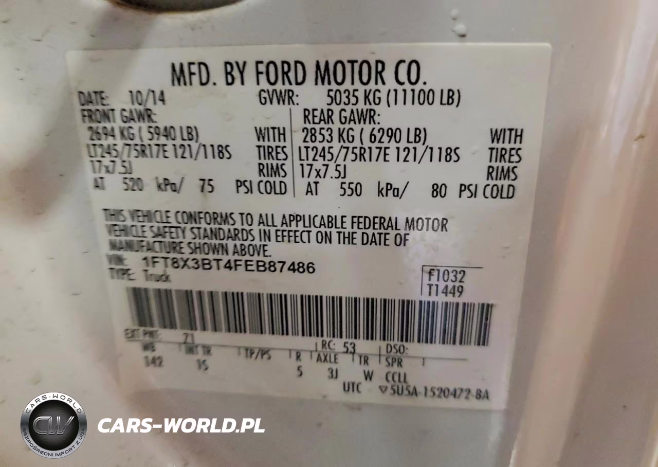 2015 Ford F350 Super Duty VIN:1FT8X3BT4FEB87486 - 12