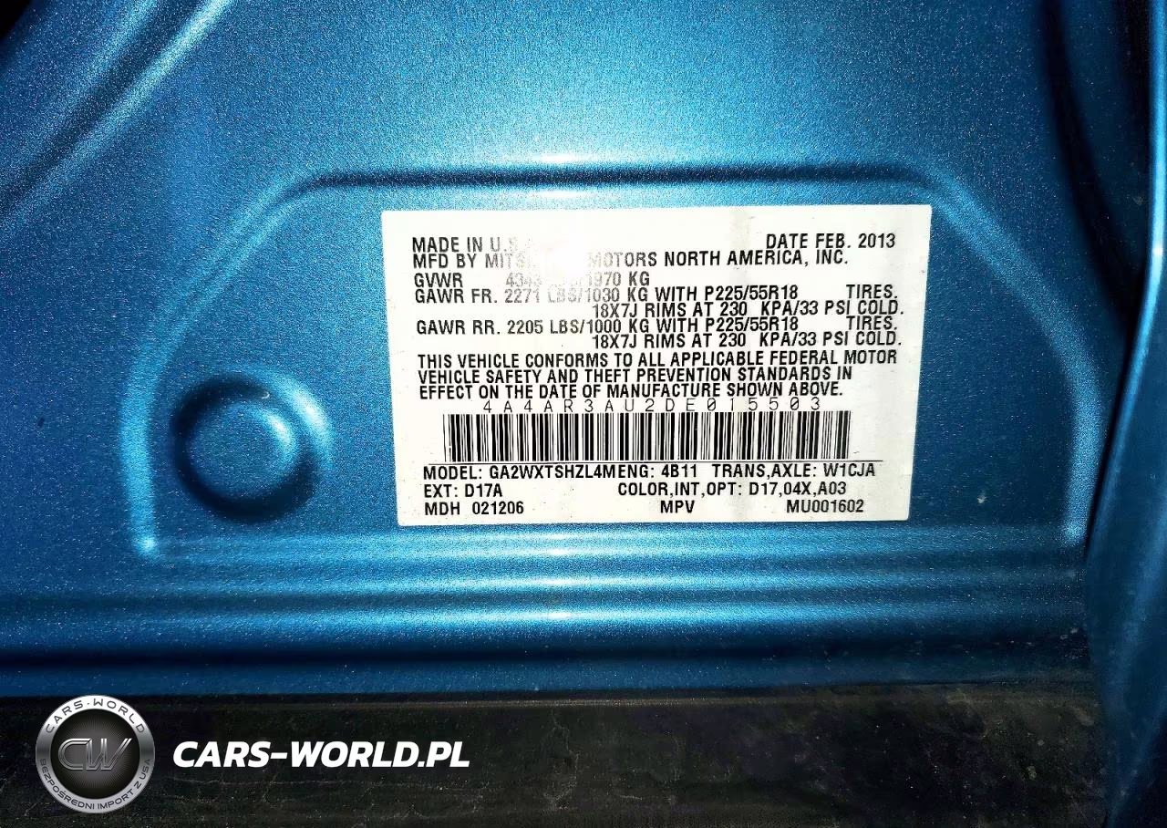 2013 Mitsubishi Outlander Sport Es VIN:4A4AR3AU2DE015503 - 13